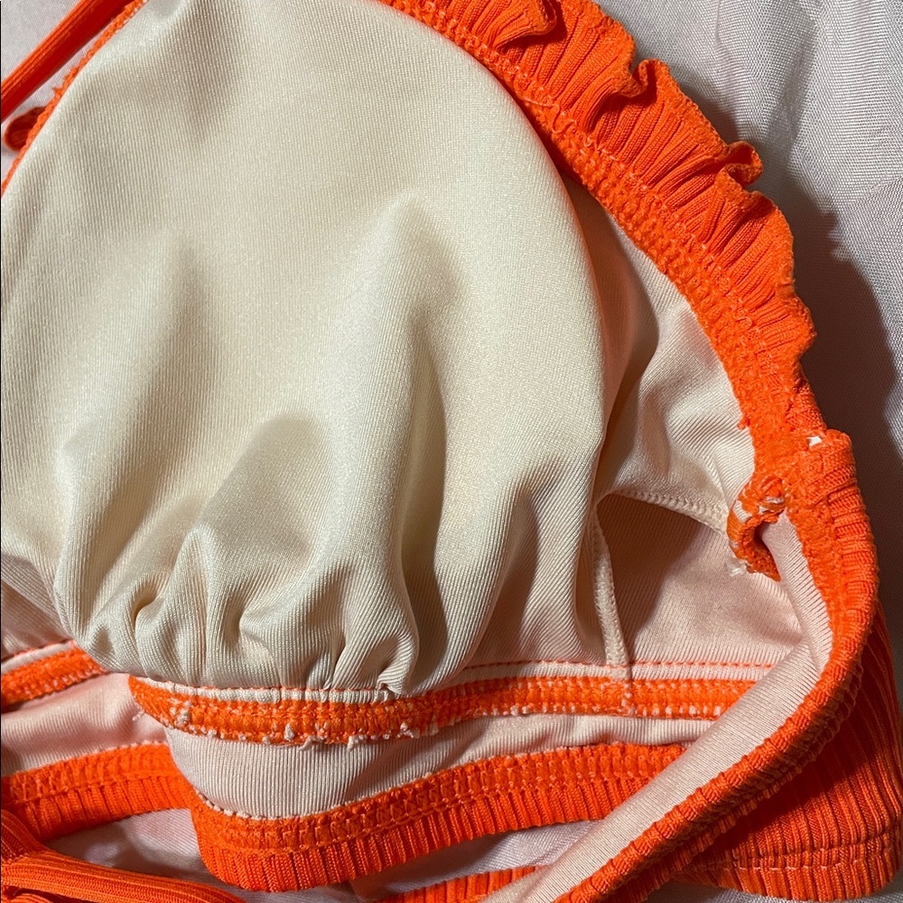 NWT Cupshe Alegria Ruffle Ribbed Triangle Bikini Swimsuit Top Size Small - Picture 7 of 11